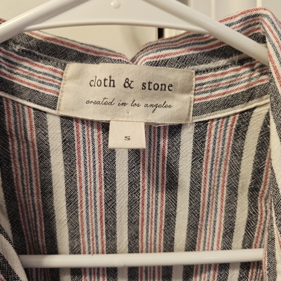 Anthropologie Cloth & Stone Striped Front Tie Blouse - Picture 3 of 4